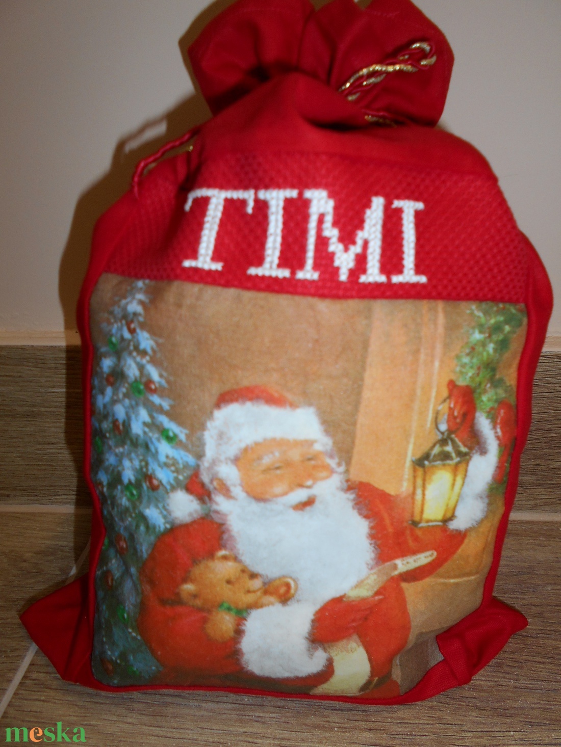 Egyedi, névre szóló Mikulászsák - karácsony - mikulás - mikulás zsák - Meska.hu