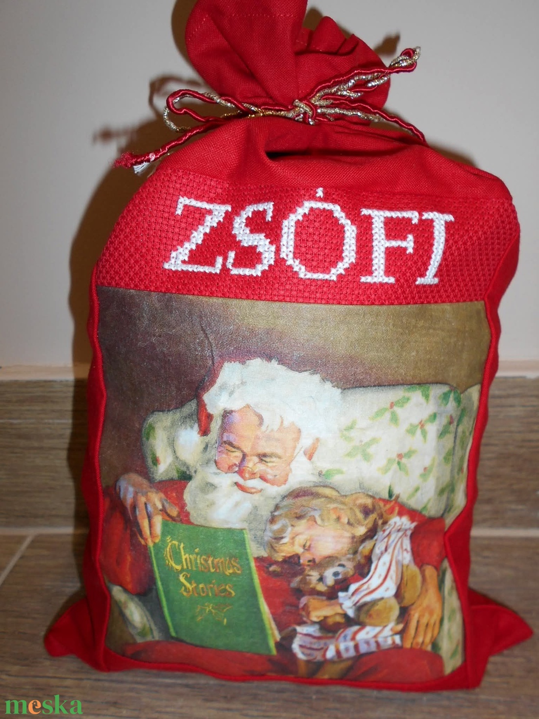 Egyedi, névre szóló Mikulászsák - karácsony - mikulás - mikulás zsák - Meska.hu