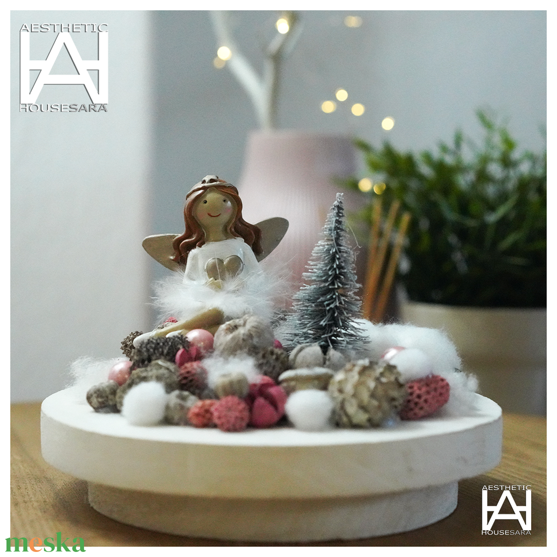 Angyalkás karácsonyi dísz - karácsony - karácsonyi lakásdekoráció - karácsonyi lakásdíszek - Meska.hu