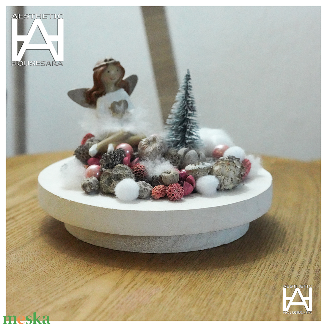 Angyalkás karácsonyi dísz - karácsony - karácsonyi lakásdekoráció - karácsonyi lakásdíszek - Meska.hu