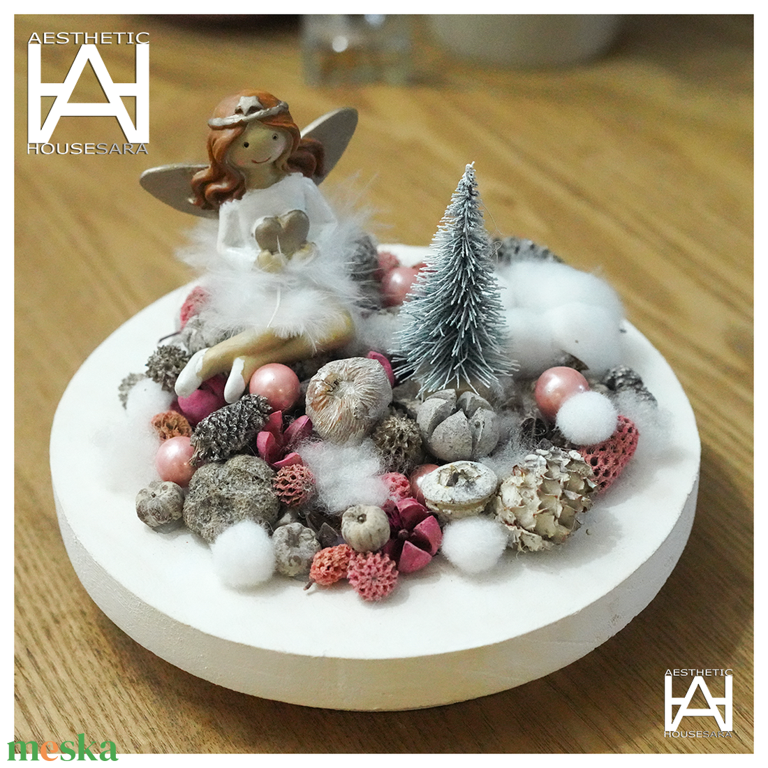 Angyalkás karácsonyi dísz - karácsony - karácsonyi lakásdekoráció - karácsonyi lakásdíszek - Meska.hu