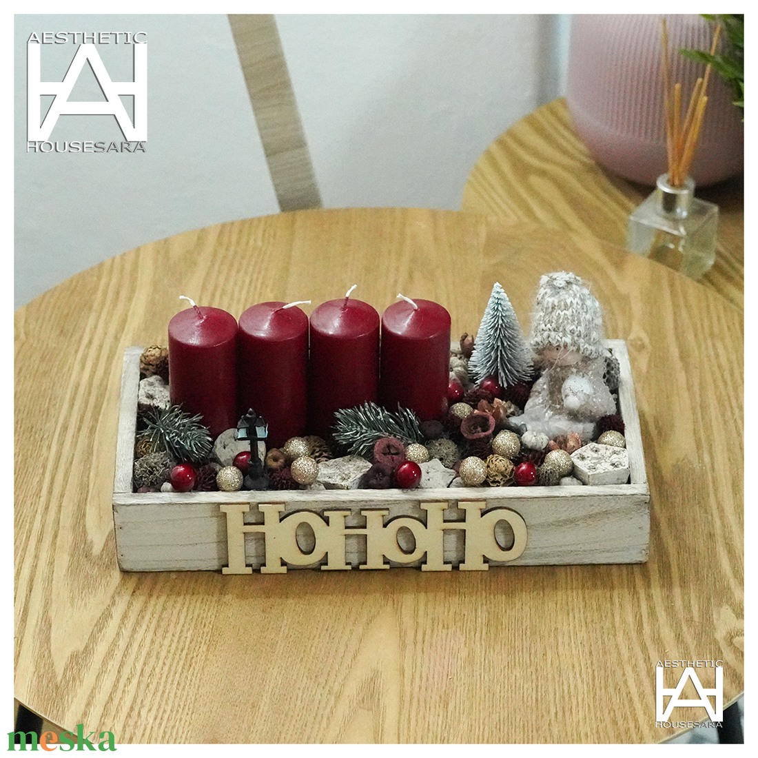 Adventi koszorú fa ládában - karácsony - adventi díszek - adventi koszorú - Meska.hu