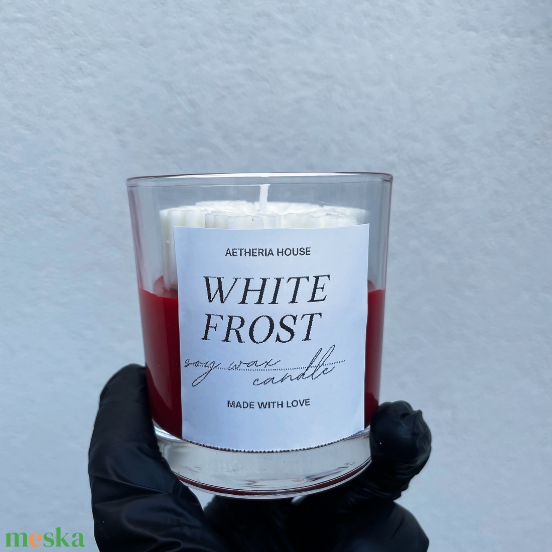 White Frost  Téli friss illatú kézműves szójagyertya  Aetheria House természetes, vegán gyertya, karácsonyi hangulat - otthon & életmód - gyertya, illat, aroma - gyertya - Meska.hu