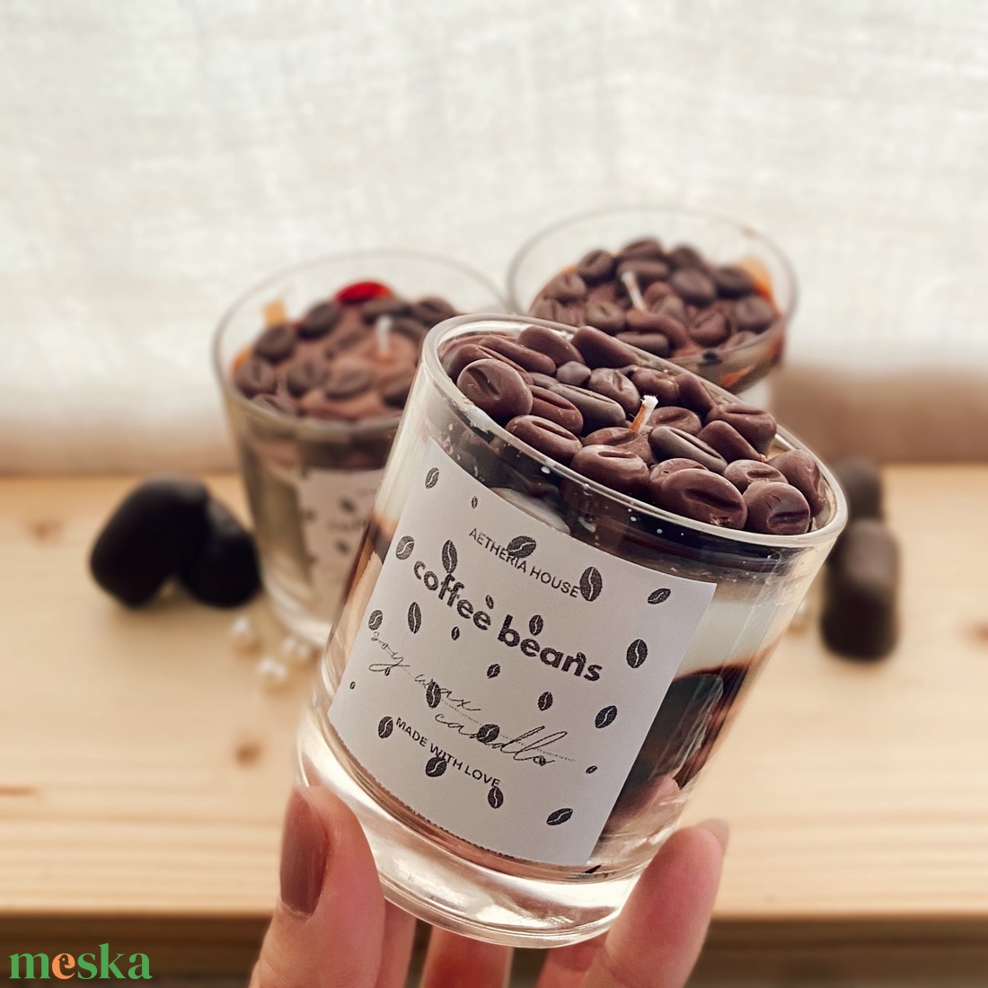 Coffee Beans � Kézműves szójaviasz gyertya kávé illattal, desszert stílusú ajándék kávérajongóknak - otthon & életmód - gyertya, illat, aroma - gyertya - Meska.hu