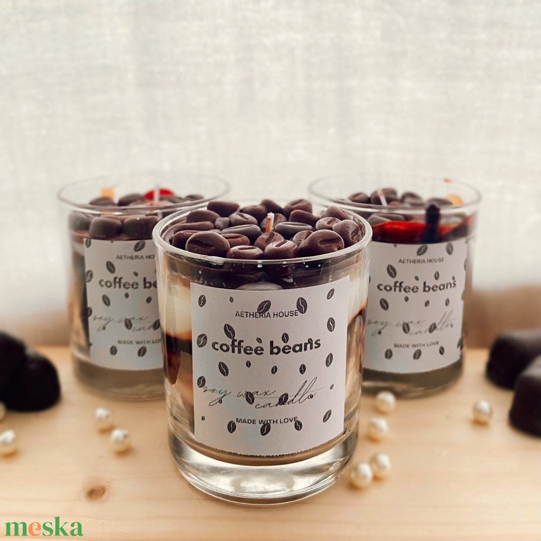 Coffee Beans � Kézműves szójaviasz gyertya kávé illattal, desszert stílusú ajándék kávérajongóknak - otthon & életmód - gyertya, illat, aroma - gyertya - Meska.hu