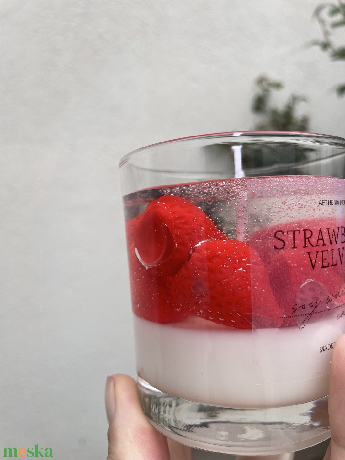 250 ml eper illatú szójagyertya � kézműves desszert gyertya gyümölcsökkel � egyedi ajándék - otthon & életmód - gyertya, illat, aroma - gyertya - Meska.hu