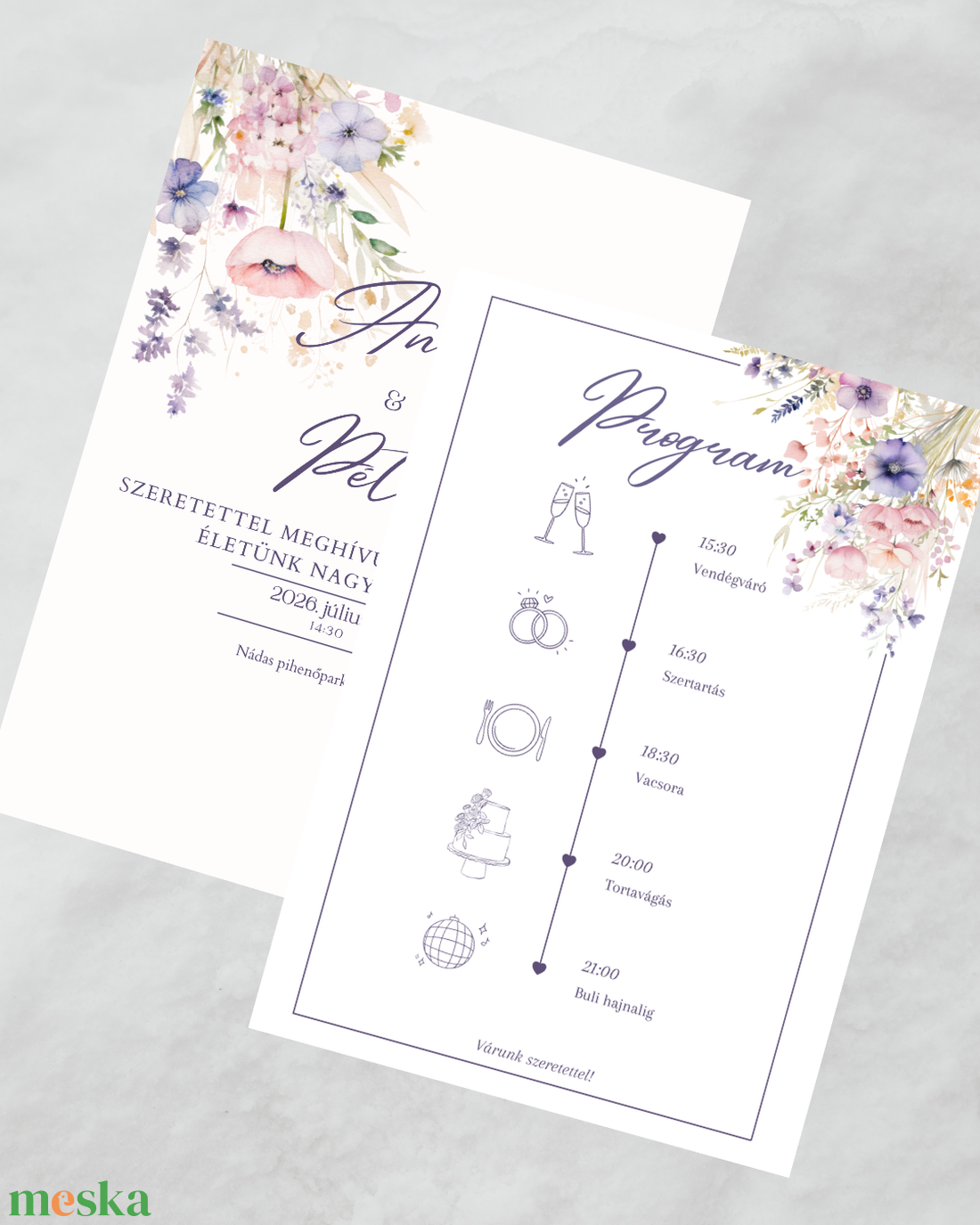 Esküvői meghívó - Floral - esküvő - meghívó & kártya - meghívó - Meska.hu