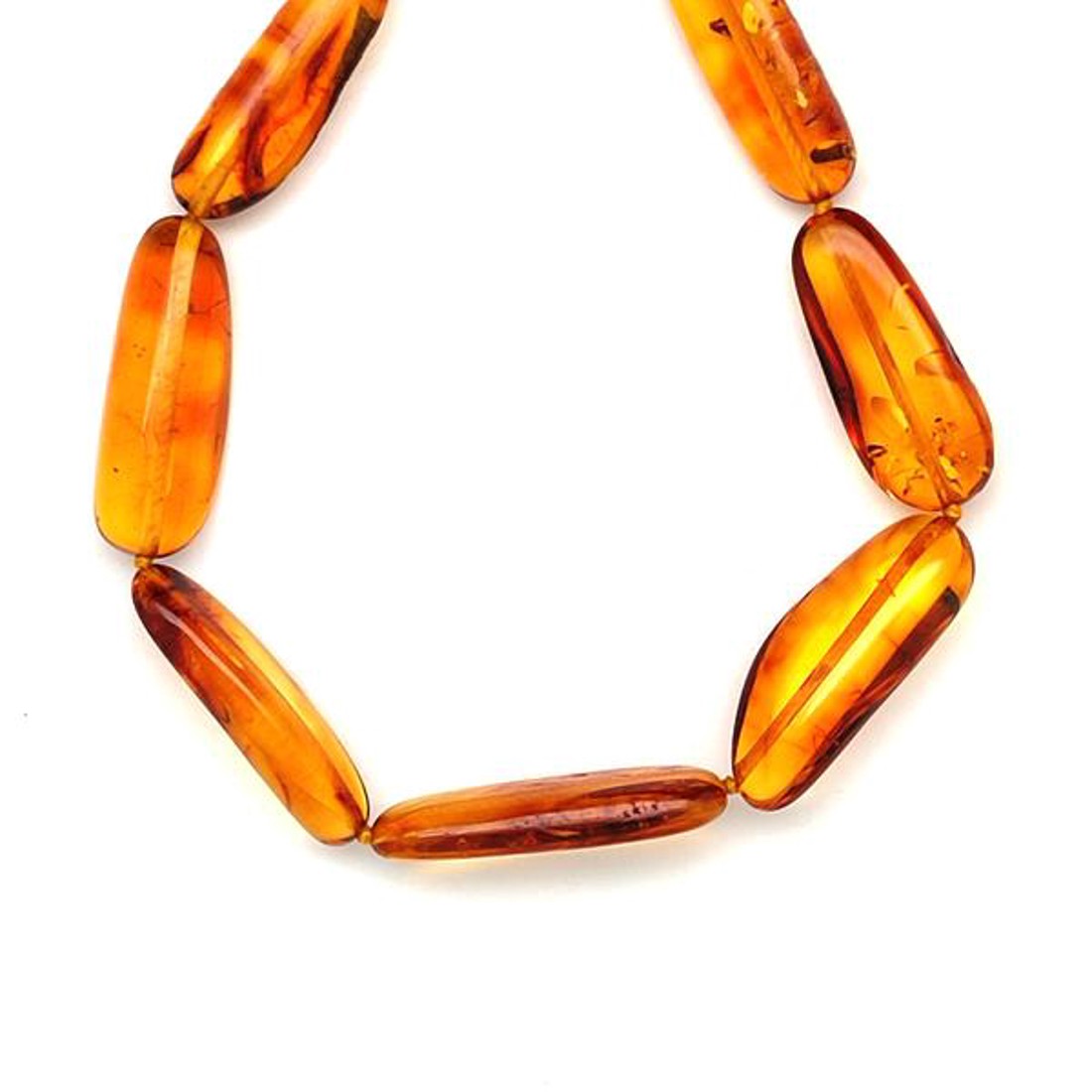 Borostyán lapcsiszolt 9-14x15-30mm nyaklánc 50cm - ékszer - nyaklánc - hosszú nyaklánc - Meska.hu