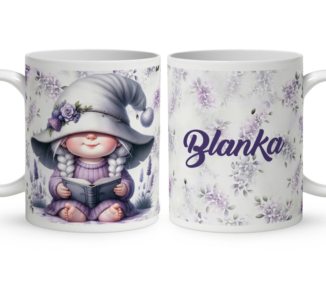 Névvel kérhető - Könyvmoly levendulás manólány mintás bögre - otthon & életmód - konyhafelszerelés, tálalás - tálalás - bögre & csésze - Meska.hu