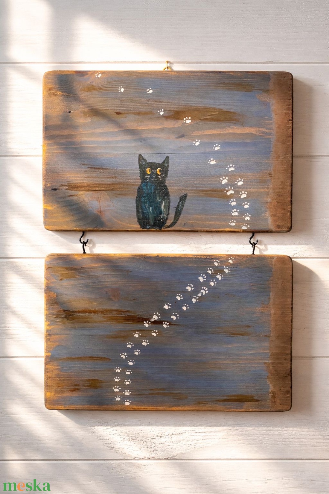 Rusztikus falikép cicával, cica - otthon & életmód - dekoráció - fali és függő dekoráció - falra akasztható dekor - Meska.hu