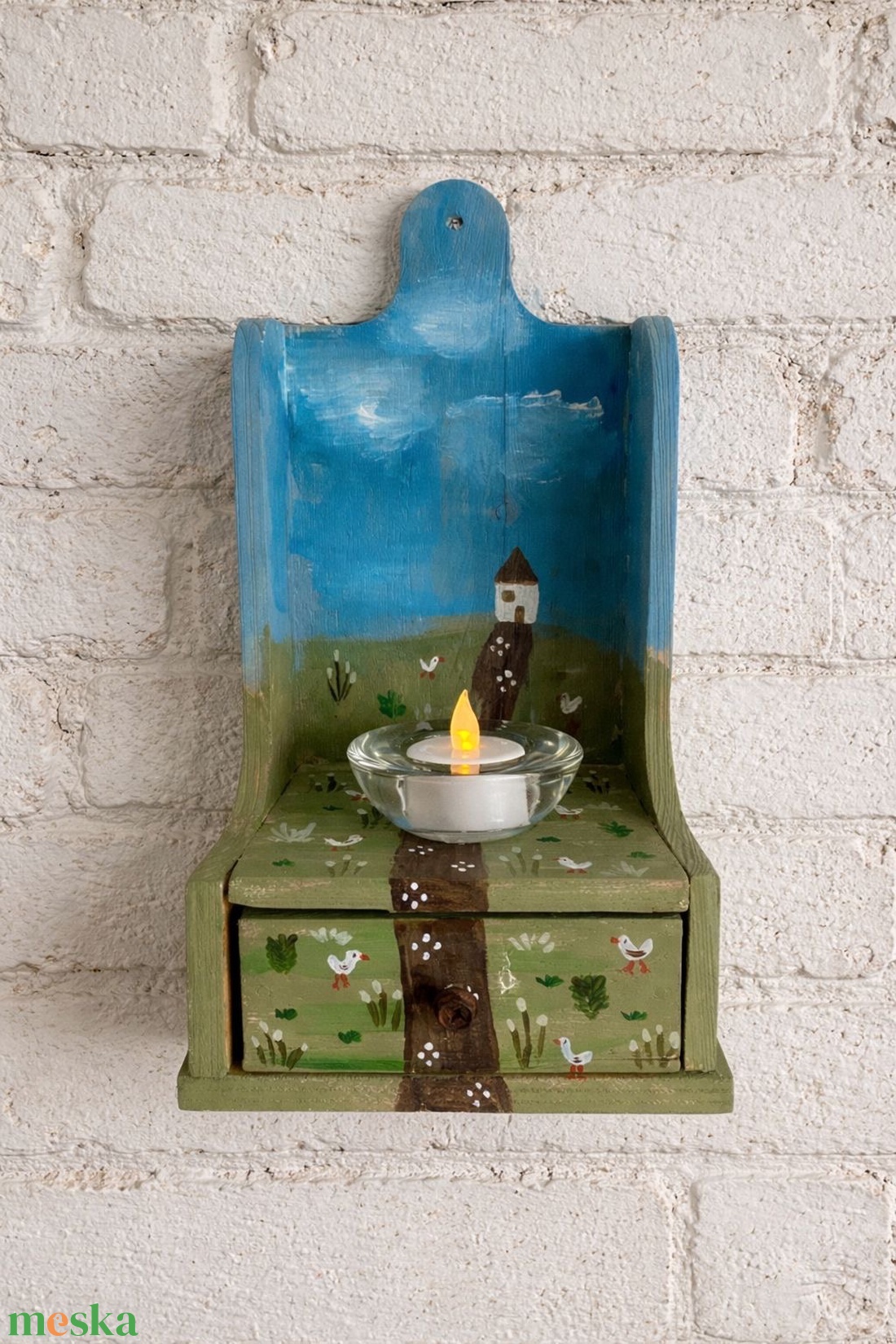 Rusztikus fa mécses - fali mécsestartó - liba - házikó - otthon & életmód - gyertya, illat, aroma - mécses és mécsestartó - Meska.hu