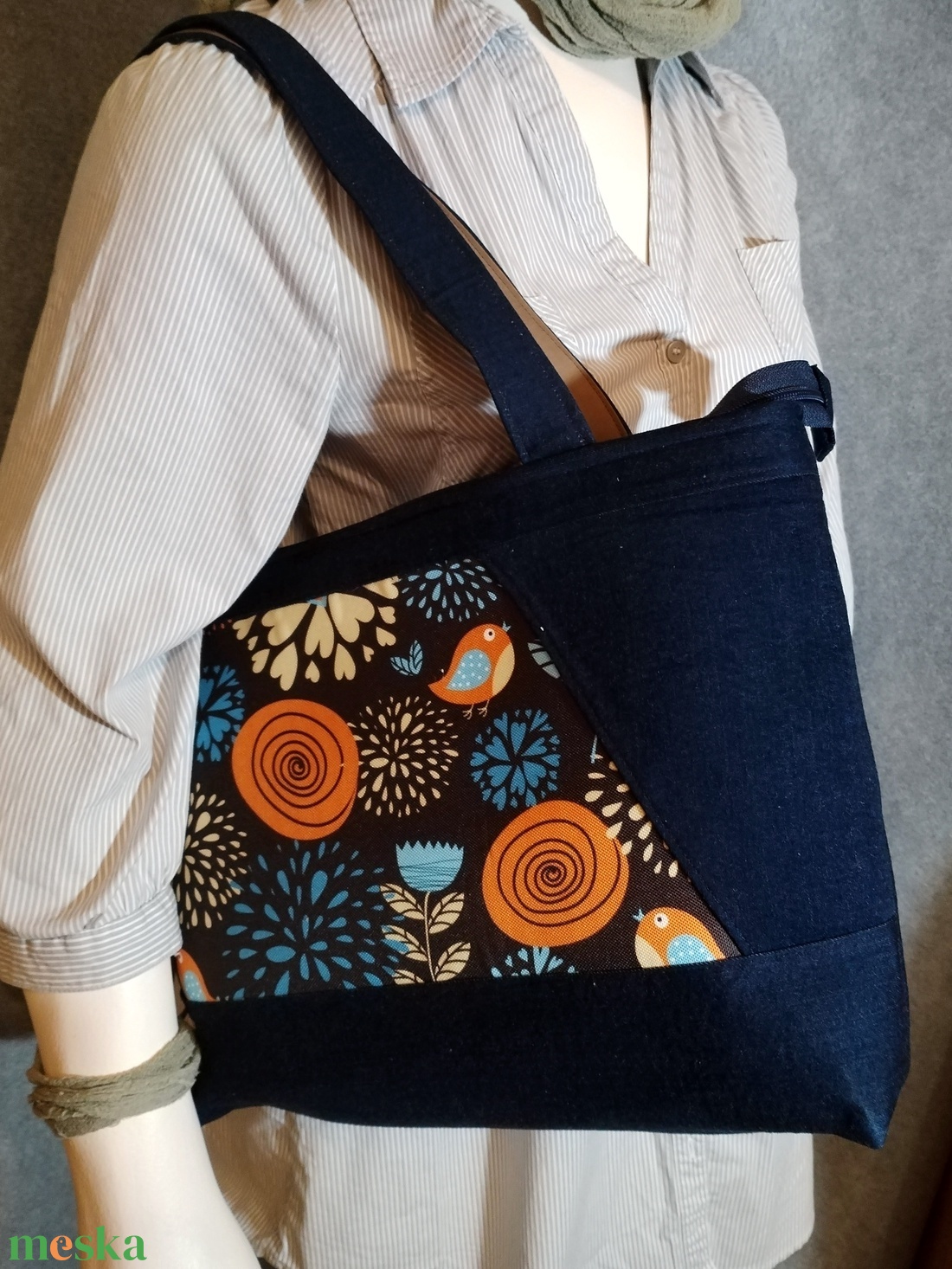 farmertáska vízhatlan textilbetéttel - táska & tok - kézitáska & válltáska - válltáska - Meska.hu