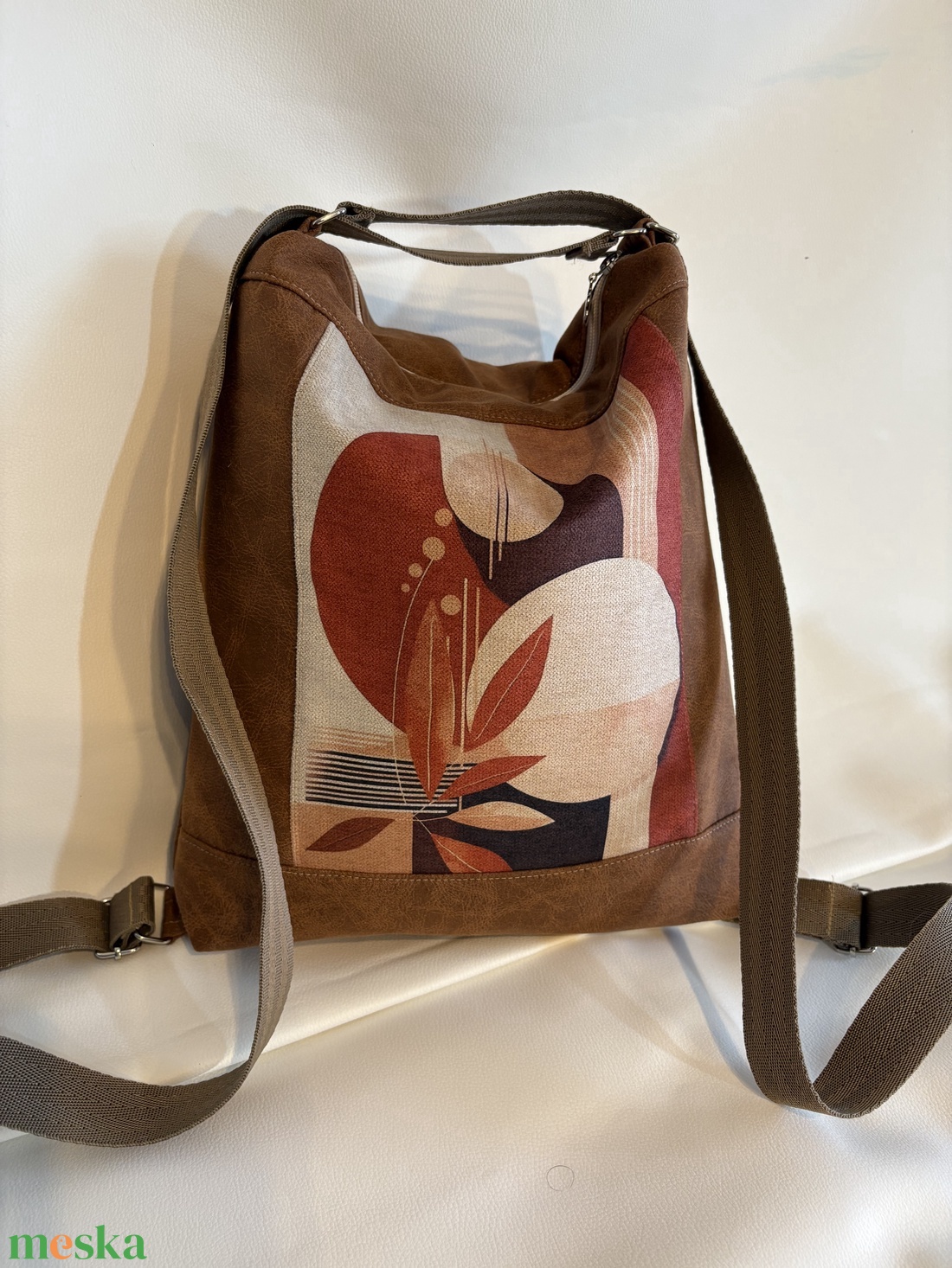 Barna, modern mintás 2 in 1 táska - táska & tok - hátizsák - hátizsák - Meska.hu