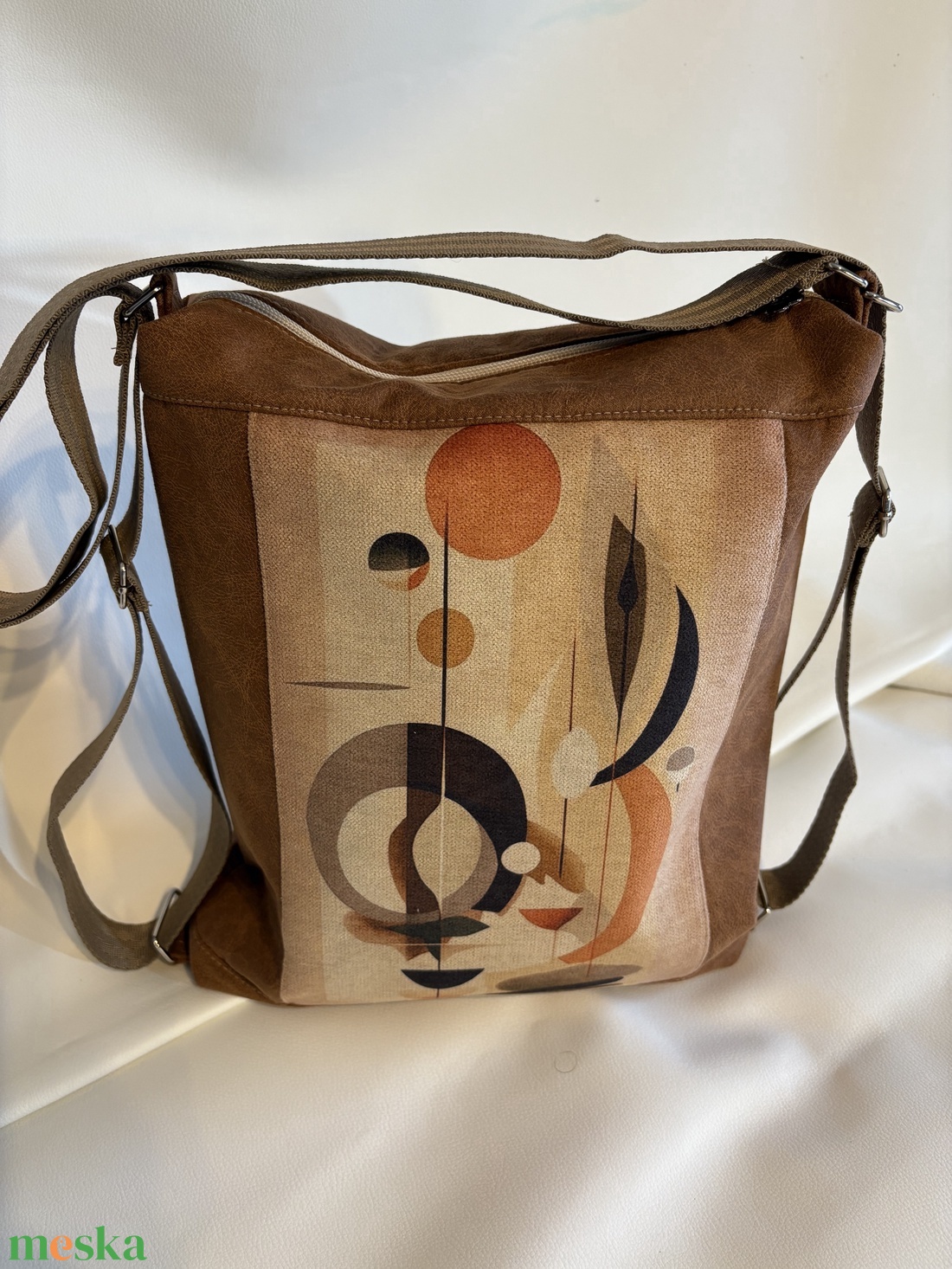 Barna, modern mintás 2 in 1 táska - táska & tok - hátizsák - hátizsák - Meska.hu