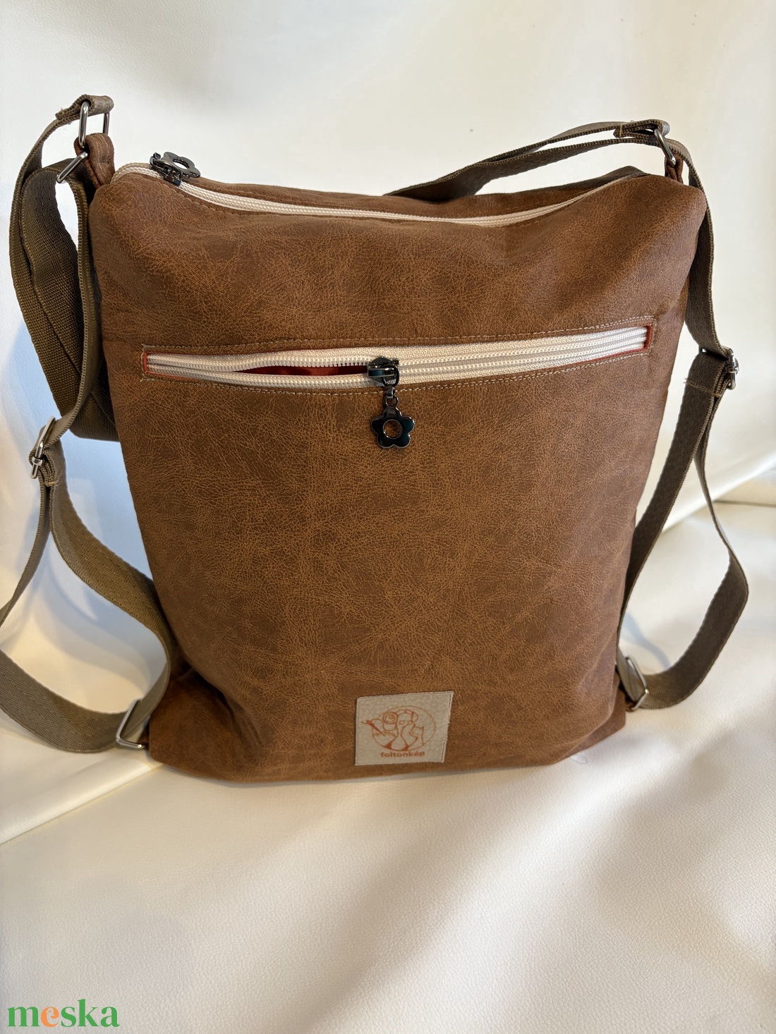 Barna, modern mintás 2 in 1 táska - táska & tok - hátizsák - hátizsák - Meska.hu