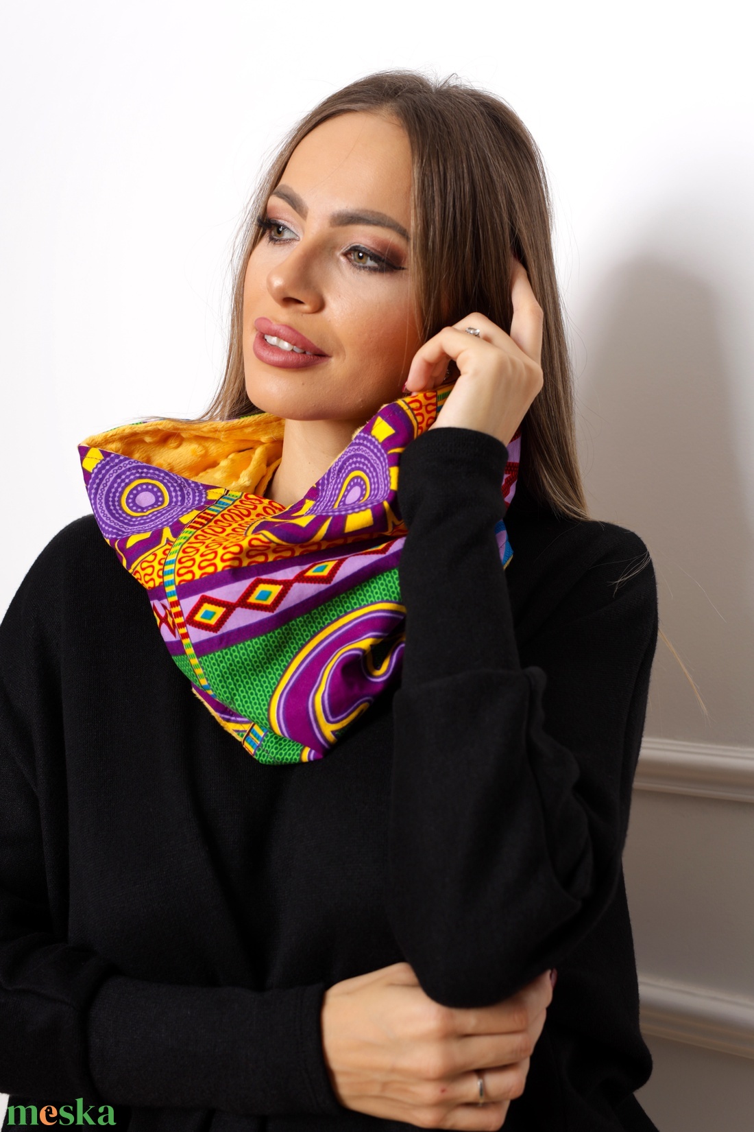 Lila Adinkra csősál - ruha & divat - sál, sapka, kendő - sál - Meska.hu