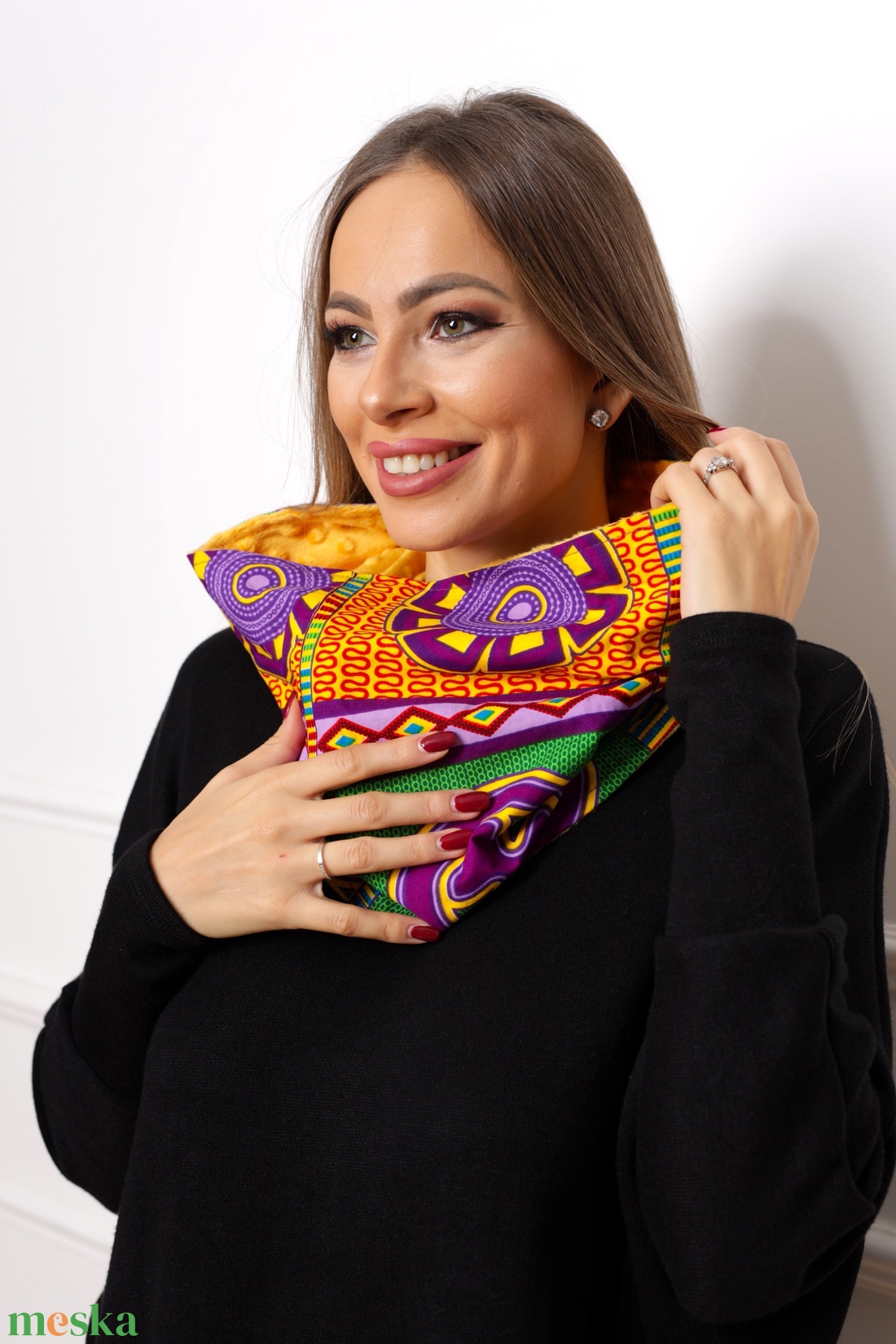 Lila Adinkra csősál - ruha & divat - sál, sapka, kendő - sál - Meska.hu