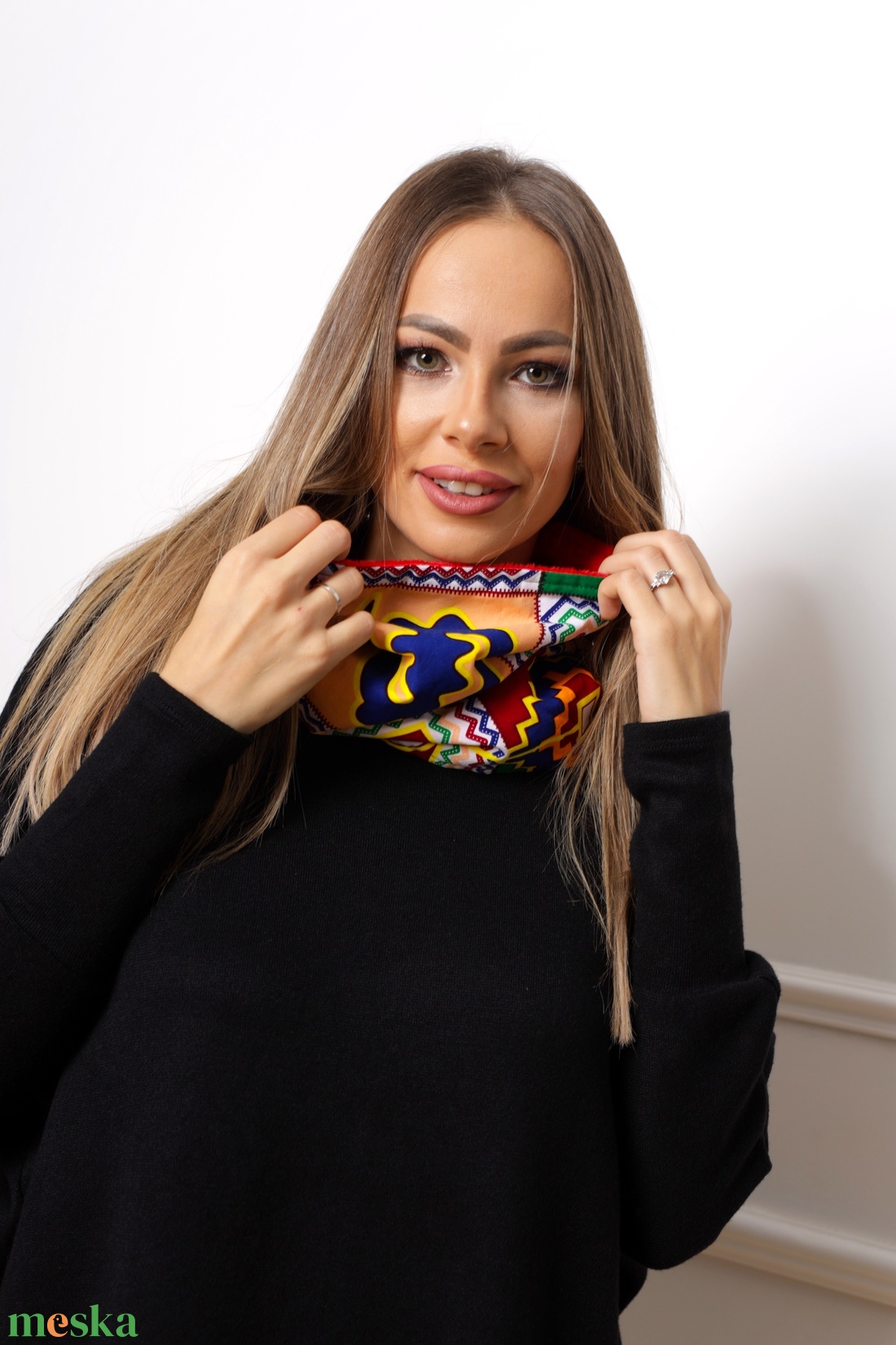 Kék Adinkra csősál - ruha & divat - sál, sapka, kendő - sál - Meska.hu