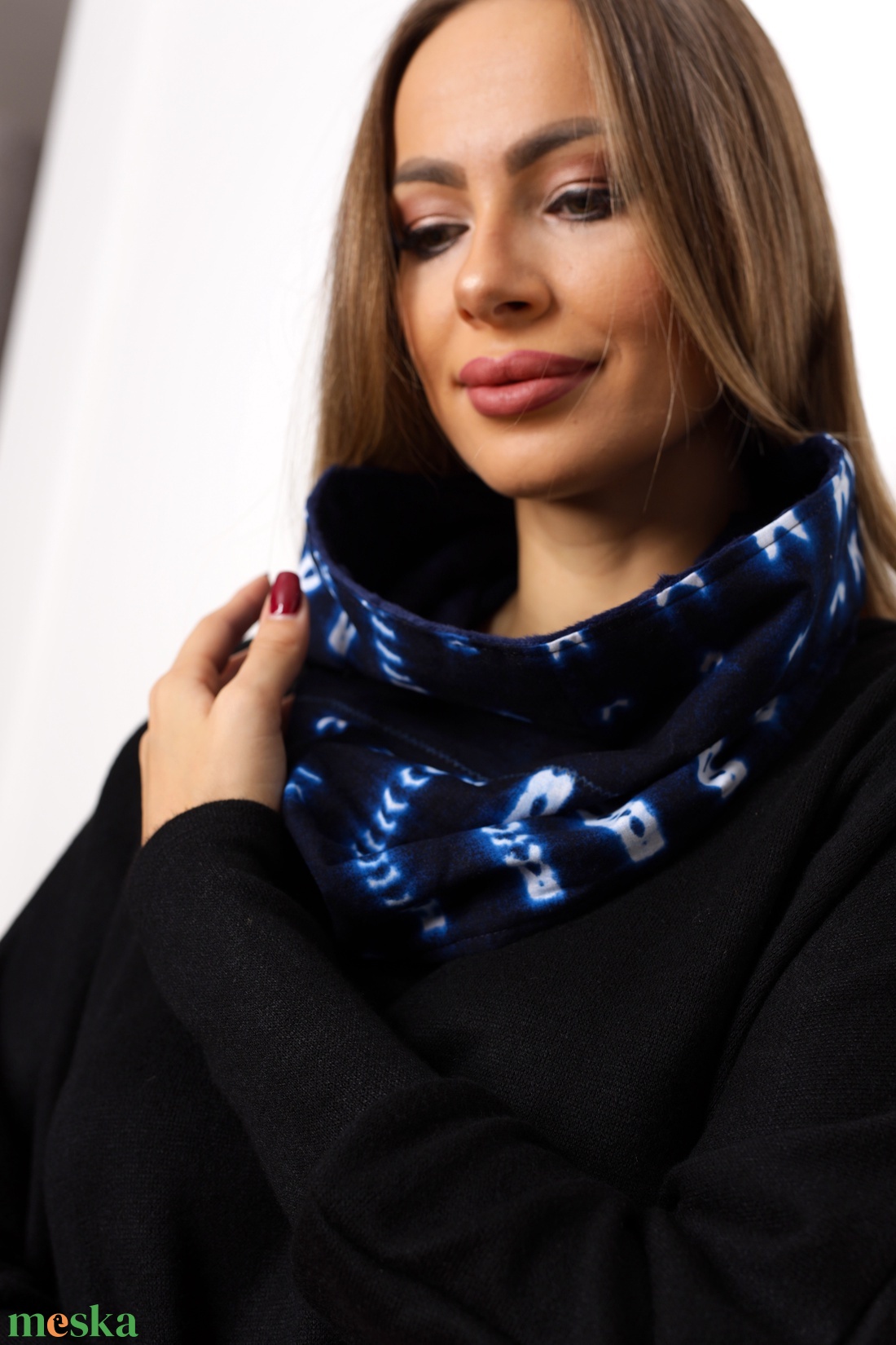 Indigó csősál - ruha & divat - sál, sapka, kendő - sál - Meska.hu