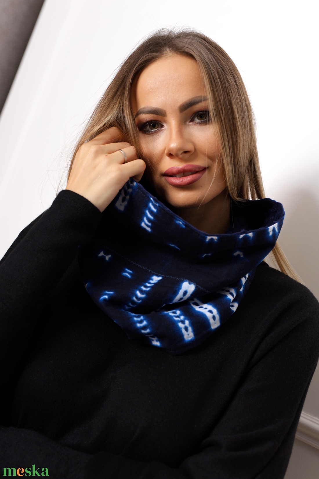 Indigó csősál - ruha & divat - sál, sapka, kendő - sál - Meska.hu