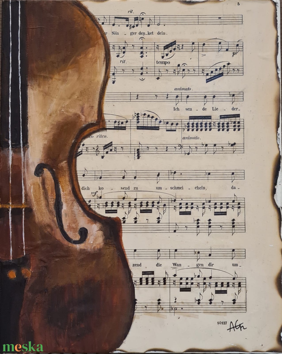 Hegedű - művészet - festmény - akril - Meska.hu