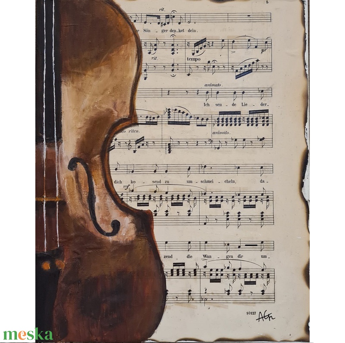 Hegedű - művészet - festmény - akril - Meska.hu