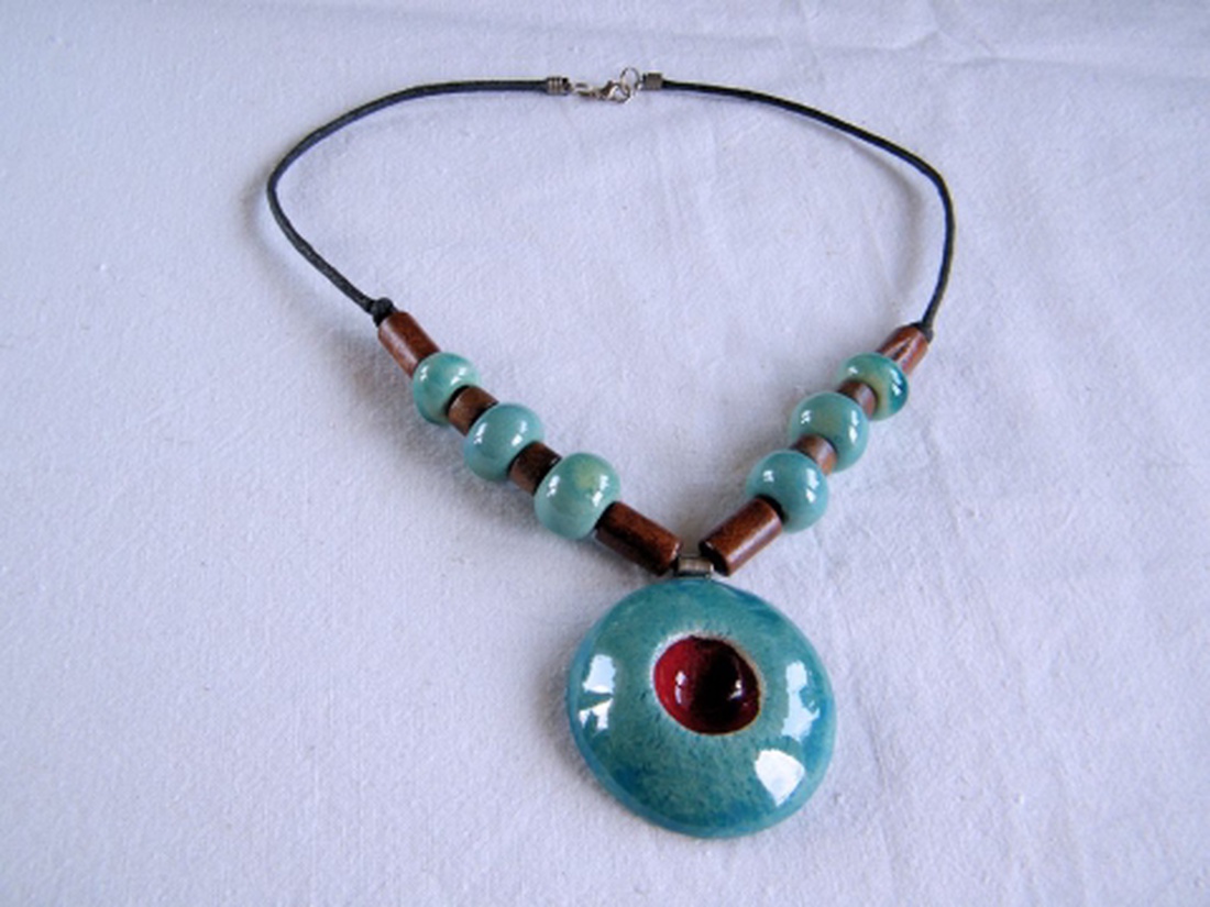 Türkiz kerámia nyaklánc -  - Meska.hu