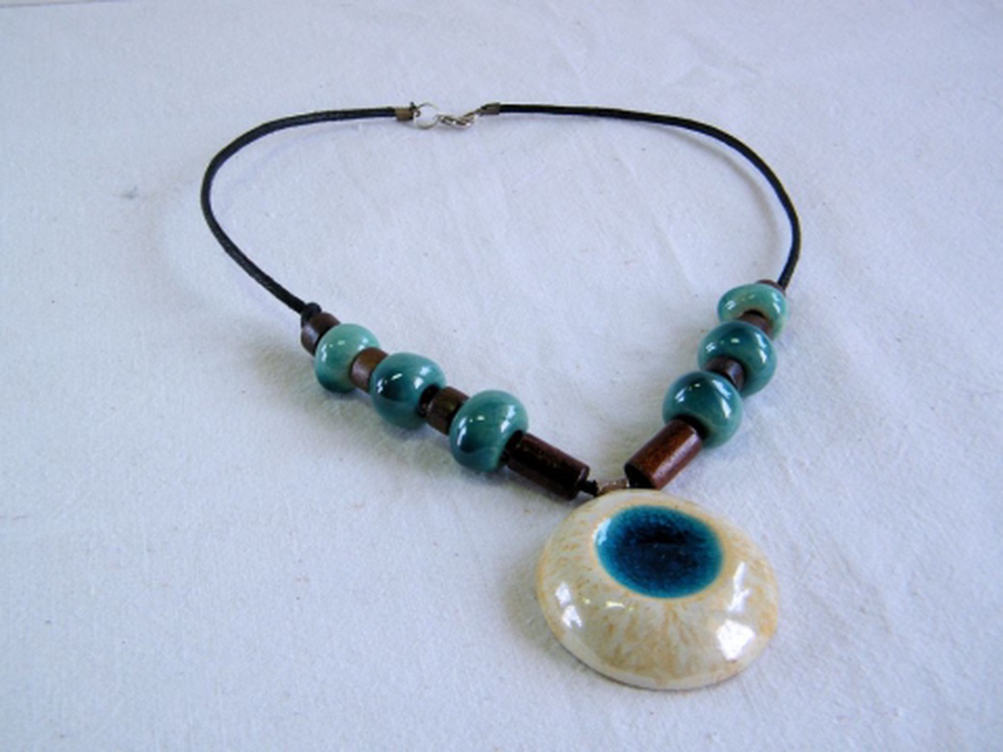 türkizes kerámia nyaklánc -  - Meska.hu