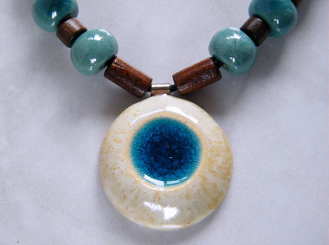 türkizes kerámia nyaklánc -  - Meska.hu