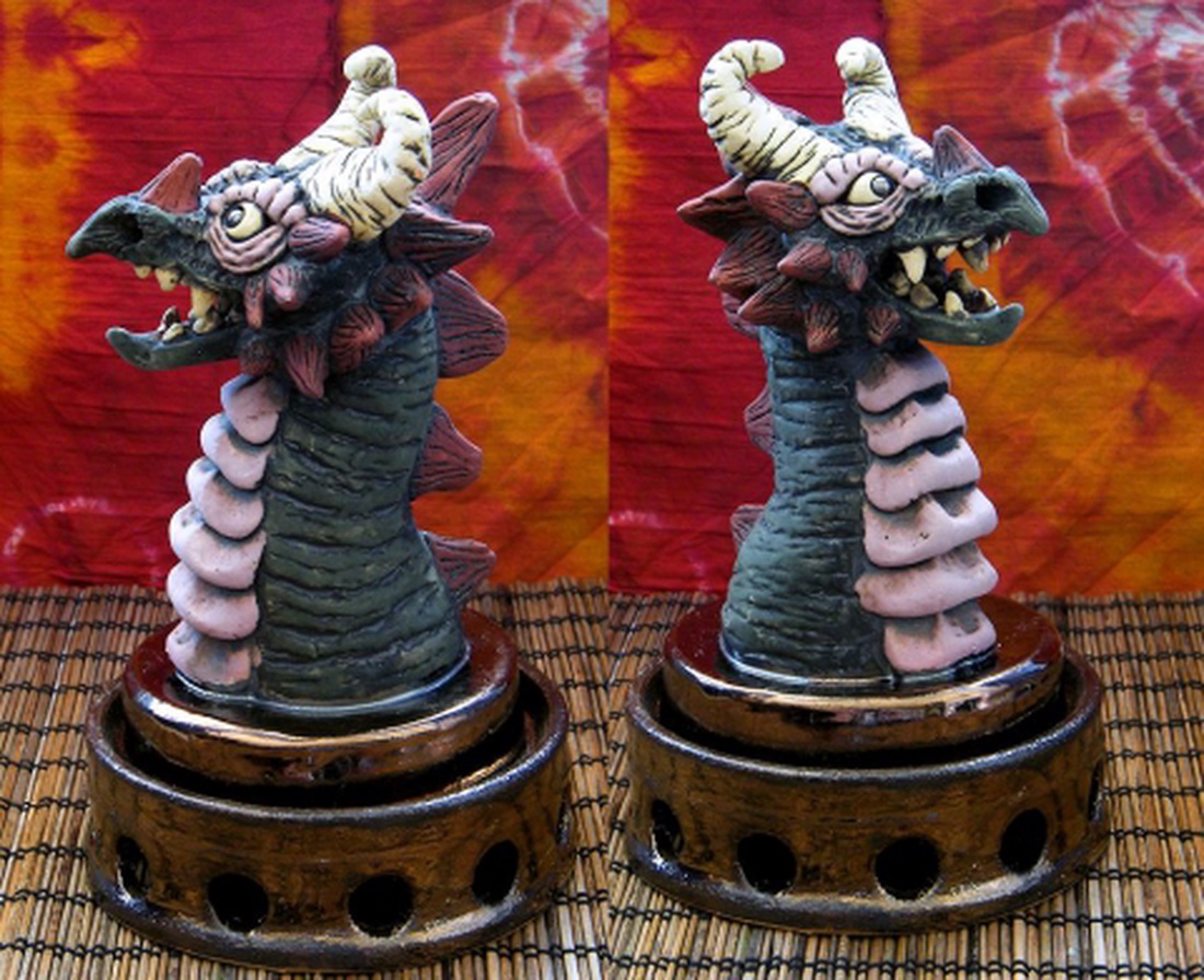 Füstölőtartó kerámia sárkány -  - Meska.hu