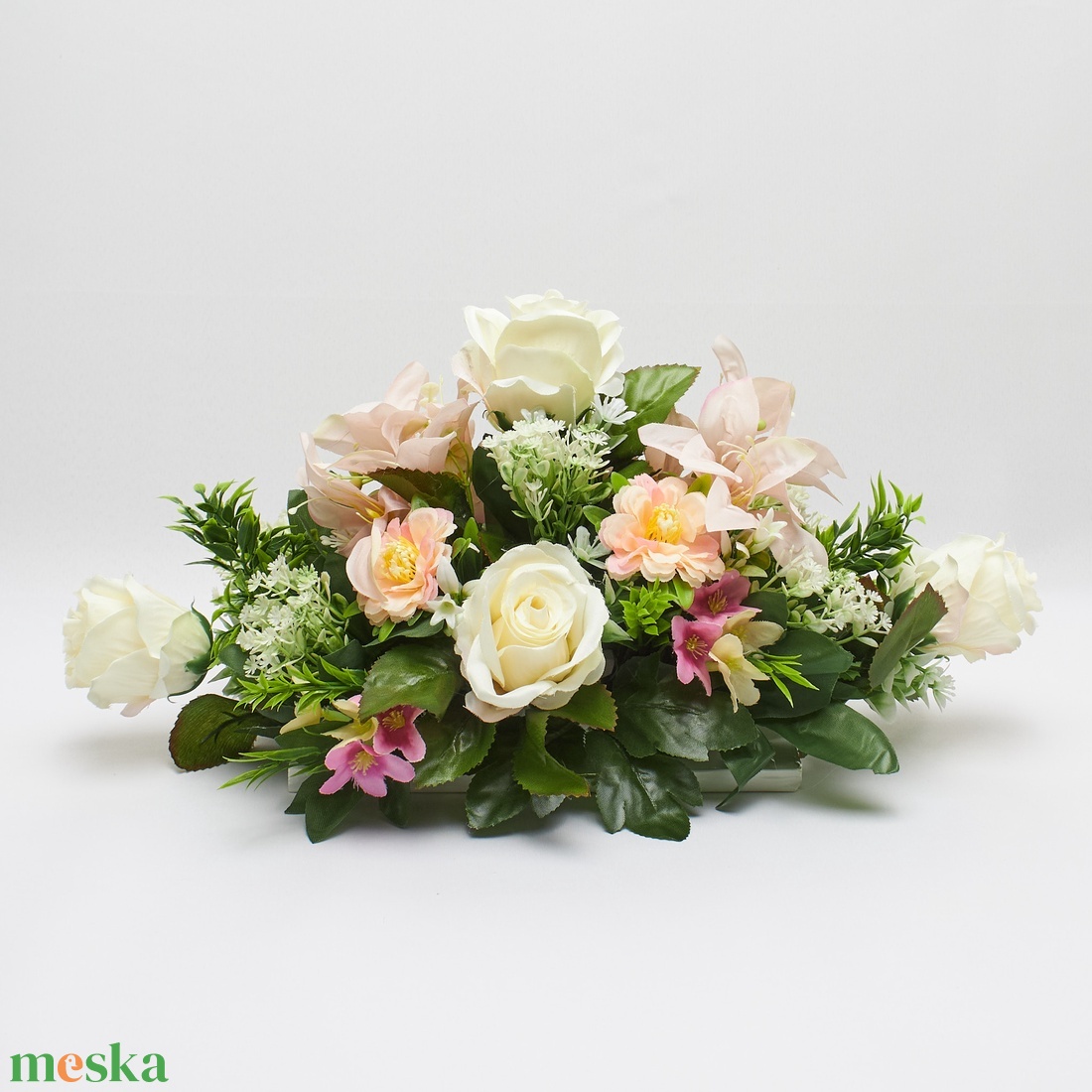 Pasztell Elegancia � Finom Virágkompozíció Otthonod Díszére - otthon & életmód - dekoráció - asztal és polc dekoráció - asztaldísz - Meska.hu