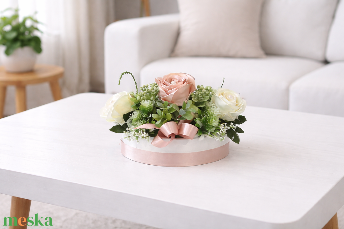  Pasztell virágkompozíció  - esküvő - dekoráció - asztaldísz - Meska.hu