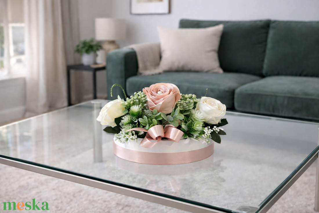  Pasztell virágkompozíció  - esküvő - dekoráció - asztaldísz - Meska.hu