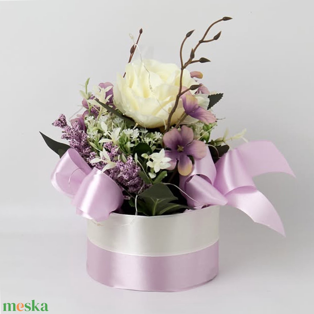 Pasztell rózsás virágbox � romantikus virágkompozíció elegáns ajándéknak - otthon & életmód - dekoráció - asztal és polc dekoráció - asztaldísz - Meska.hu