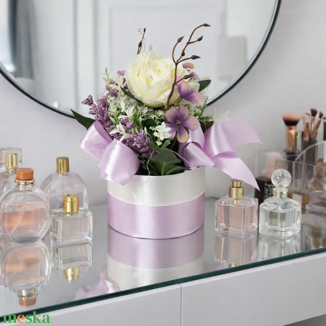 Pasztell rózsás virágbox � romantikus virágkompozíció elegáns ajándéknak - otthon & életmód - dekoráció - asztal és polc dekoráció - asztaldísz - Meska.hu