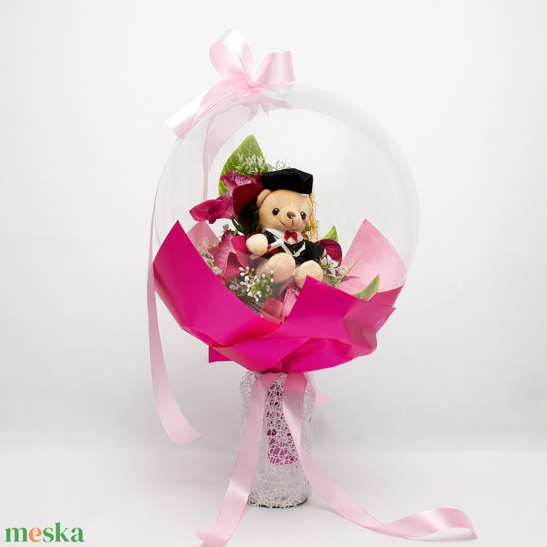 Ballagási macis ballonos csokor �  különleges ballagási ajándék, diplomaosztó ajándék - otthon & életmód - virágdekoráció - virágok - virágcsokor - Meska.hu