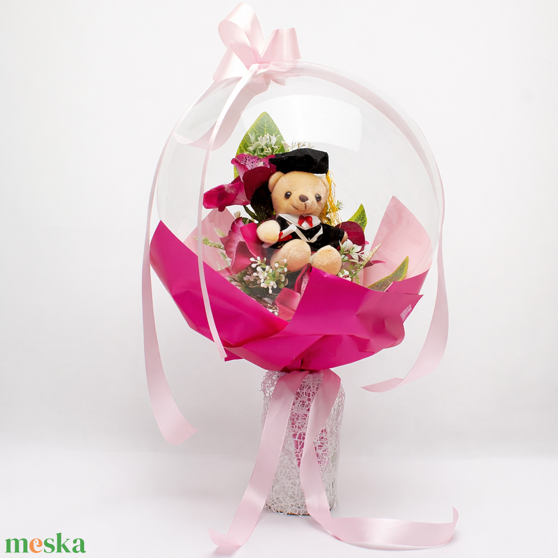 Ballagási macis ballonos csokor �  különleges ballagási ajándék, diplomaosztó ajándék - otthon & életmód - virágdekoráció - virágok - virágcsokor - Meska.hu