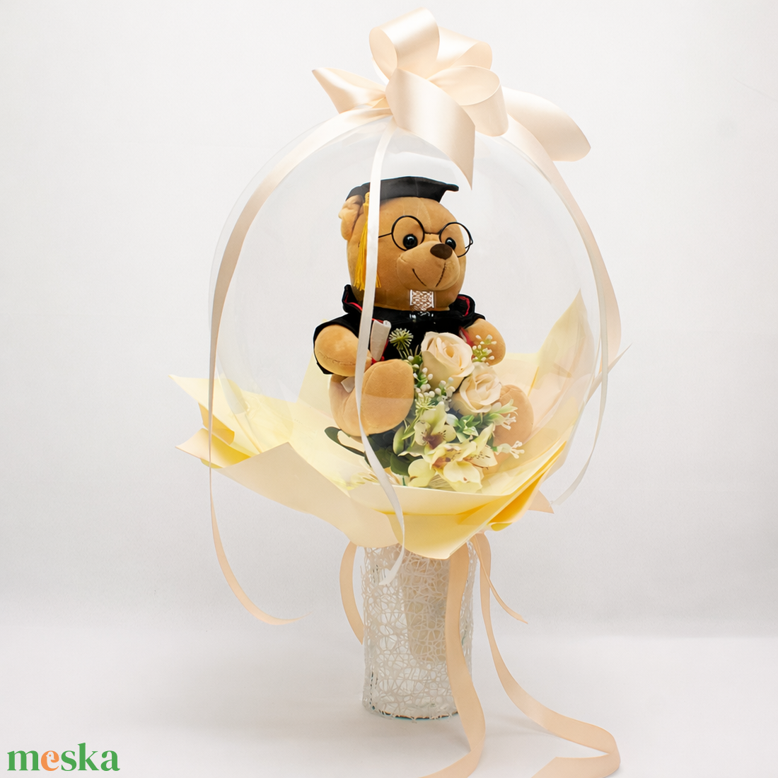 Ballagási macis ballonos csokor �  különleges ballagási ajándék, diplomaosztó ajándék - otthon & életmód - virágdekoráció - virágok - virágcsokor - Meska.hu