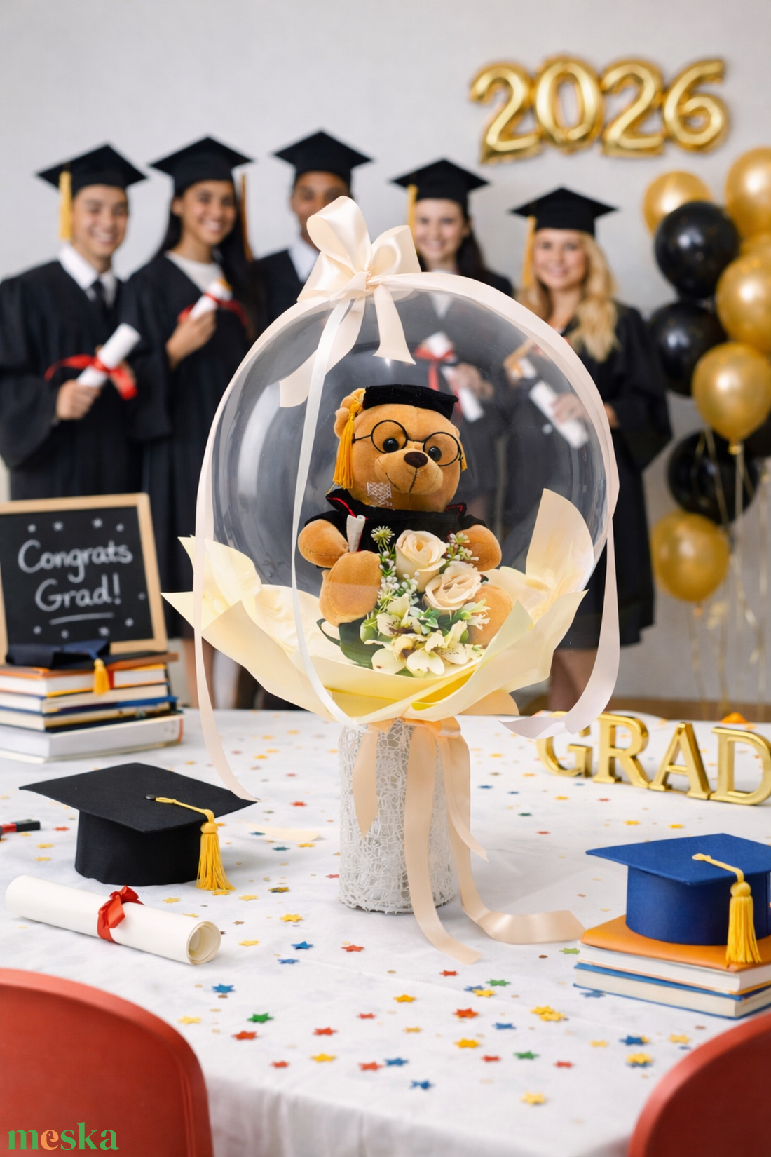 Ballagási macis ballonos csokor �  különleges ballagási ajándék, diplomaosztó ajándék - otthon & életmód - virágdekoráció - virágok - virágcsokor - Meska.hu