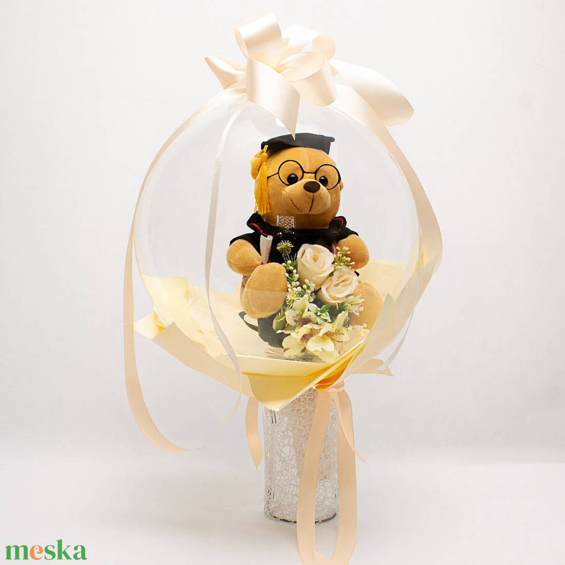 Ballagási macis ballonos csokor �  különleges ballagási ajándék, diplomaosztó ajándék - otthon & életmód - virágdekoráció - virágok - virágcsokor - Meska.hu