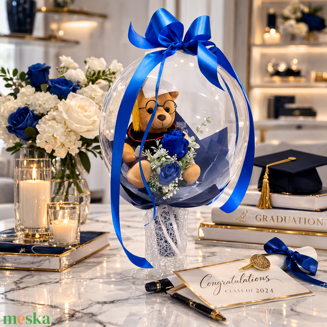 Ballagási macis ballonos csokor �  különleges ballagási ajándék, diplomaosztó ajándék - otthon & életmód - virágdekoráció - virágok - virágcsokor - Meska.hu