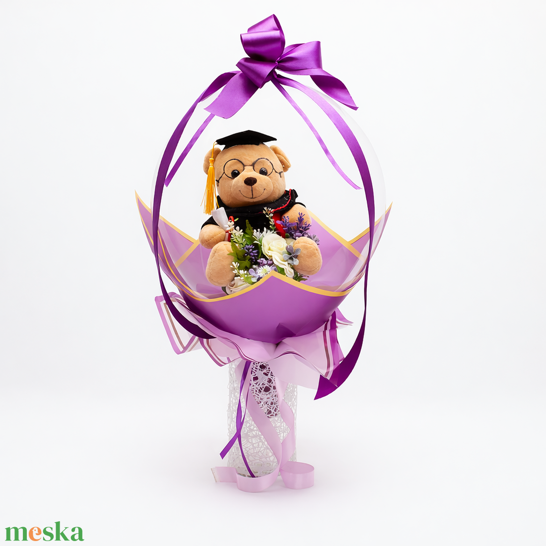 Ballagási macis ballonos csokor �  különleges ballagási ajándék, diplomaosztó ajándék - otthon & életmód - virágdekoráció - virágok - virágcsokor - Meska.hu