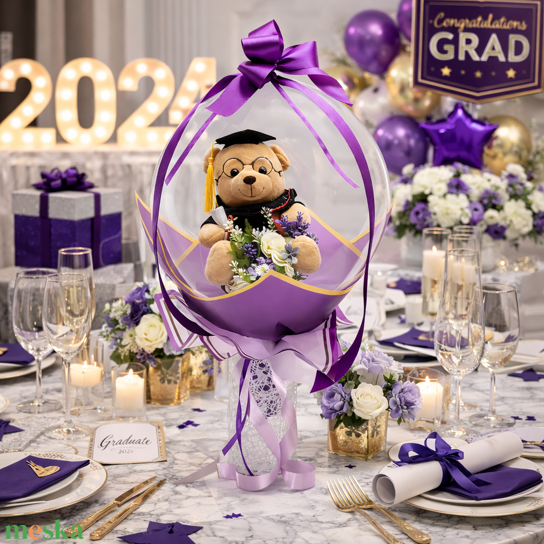 Ballagási macis ballonos csokor �  különleges ballagási ajándék, diplomaosztó ajándék - otthon & életmód - virágdekoráció - virágok - virágcsokor - Meska.hu