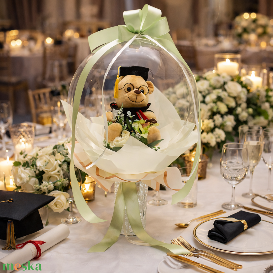 Ballagási macis ballonos csokor �  különleges ballagási ajándék, diplomaosztó ajándék - otthon & életmód - virágdekoráció - virágok - virágcsokor - Meska.hu