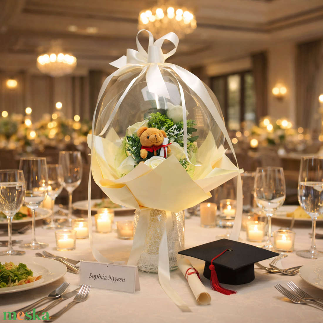 Ballagási macis ballonos csokor �  különleges ballagási ajándék, diplomaosztó ajándék - otthon & életmód - virágdekoráció - virágok - virágcsokor - Meska.hu