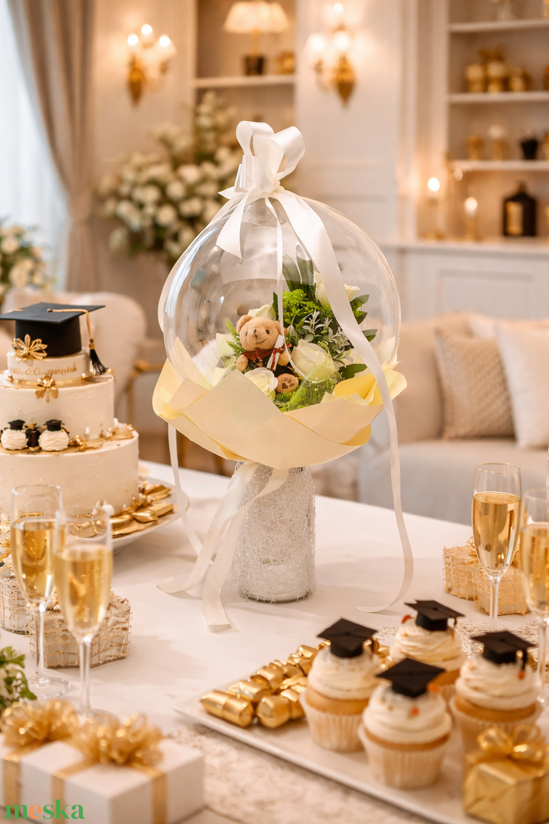 Ballagási macis ballonos csokor �  különleges ballagási ajándék, diplomaosztó ajándék - otthon & életmód - virágdekoráció - virágok - virágcsokor - Meska.hu