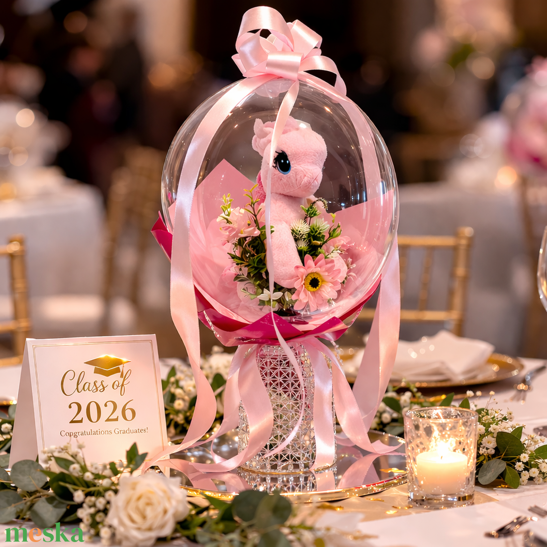 Lufiba zárt plüss unikornis csokor � ballagási ajándék lánynak - otthon & életmód - virágdekoráció - virágok - virágcsokor - Meska.hu