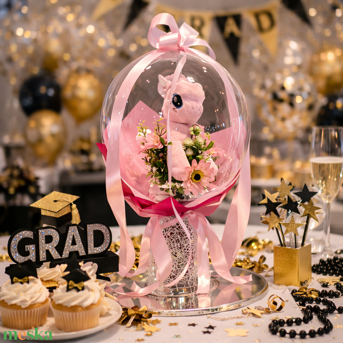 Lufiba zárt plüss unikornis csokor � ballagási ajándék lánynak - otthon & életmód - virágdekoráció - virágok - virágcsokor - Meska.hu