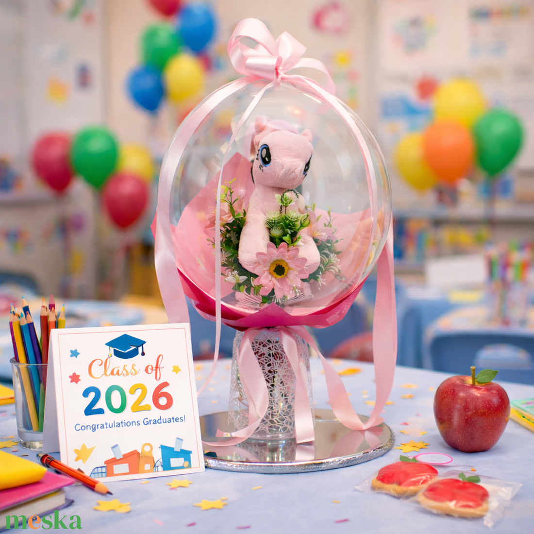 Lufiba zárt plüss unikornis csokor � ballagási ajándék lánynak - otthon & életmód - virágdekoráció - virágok - virágcsokor - Meska.hu