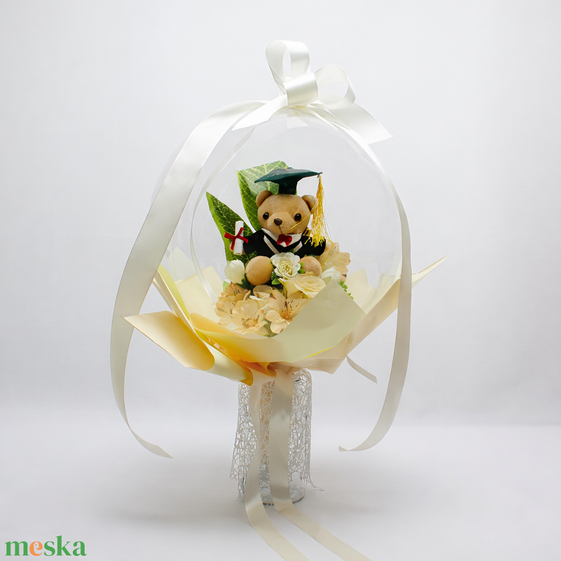 Ballagási macis ballonos csokor �  különleges ballagási ajándék, diplomaosztó ajándék - otthon & életmód - virágdekoráció - virágok - virágcsokor - Meska.hu